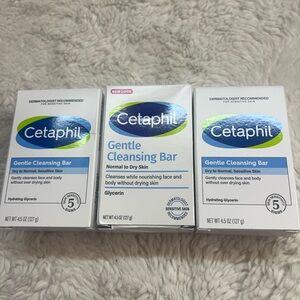 Lot of 3 Cetaphil Gentle Cleansing Bars for Dry Sensitive Skin 4.5 oz New